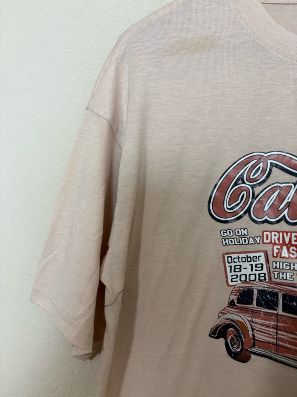 SHEIN Beige California Graphic Short-Sleeve Crew Beck CottonTee Size XS - Picture 9 of 12